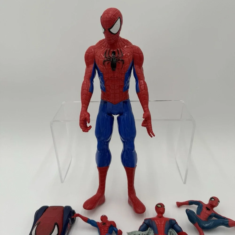 Marvel Spider-Man Action Figure Lot 8pc Set Large Figure Toy Car Web Wings